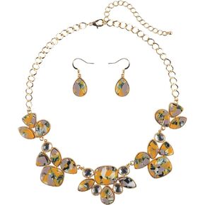 Firstmeet Shiny chunky bib Necklace with earrings