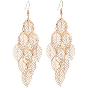 Dangle Earrings for Women and Girls Gold Chandelier Earrings Boho Leaf Earrings
