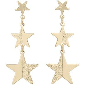 14k Gold Star Long Tassel Dangle Earrings Gold Silver Meteor Lucky Star Drop Earrings Hypoallergenic Lightweight Pentagram Earrings for Women Teen Girls