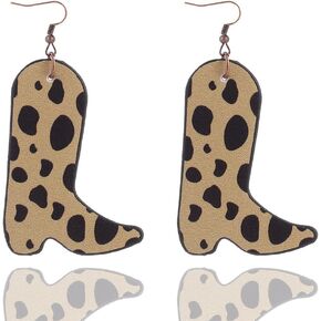 Leather Cowboy Boot Dangle Earrings for Women Girls Boho Cute Western Cowgirl Boots Nashville Statement Charms Drop Dangling Fish Hook Stud Lightweight Fashion Festival Country Party Trip Y2K Jewelry Gifts