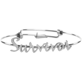 Fight Like a Girl Motivational Script Bangle Bracelet Inspirational Gift for Women, Stainless Steel
