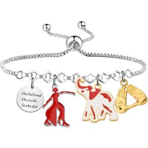 PLITI DST Sorority Gift Greek Sorority Gift Red Elephant Gift She Believed She Could So She Did Inspirational Bracelet