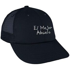 El Mejor Abuelo Spanish Best Grandpa Sew Low Crown Mesh Golf Snapback Hat Navy