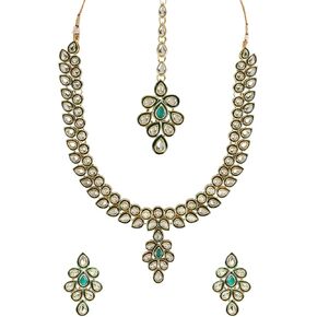 I Jewels Indian Wedding Bollywood Gold Plated Traditional Maroon Meenakari Handcrafted Kundan Necklace With Dangle Earrings & Maang Tikka Jewellery Set For Women/Girls (IJ356)