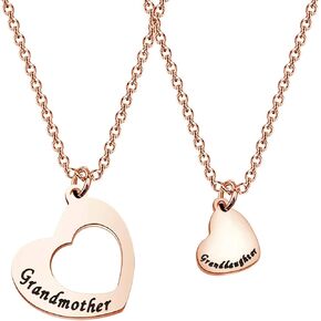 FOTAP Grandmother and Granddaughter Heart Shaped Necklace Set Mother’s Day Gift