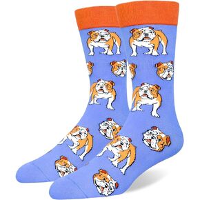 Men's Bulldog Goat Alpaca Lama Socks, Funny Novelty Animal Pattern Crew Party Crazy Sock Gift