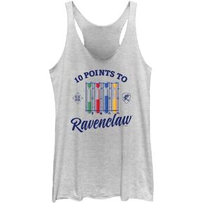 Warner Brothers Harry Potter and The Deathly Hallows Points to Ravenclaw Women's Racerback Tank Top, White Heather