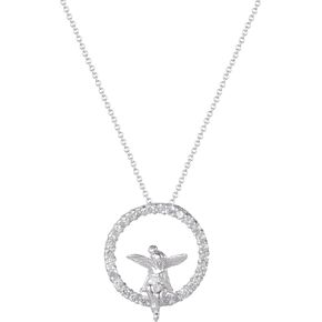 Disney Tinkerbell Silver Plated Pendant Necklace, 18" Chain, Officially Licensed