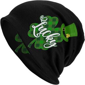 St. Patrick's Day Green Knit Beanie Hat Adults Stretch Knitted Skull Beanies Cap Hats for Women Men