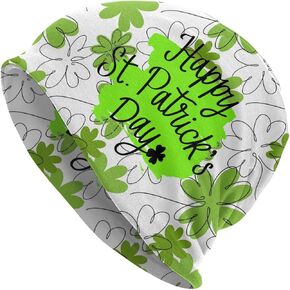 St. Patrick's Day Green Knit Beanie Hat Adults Stretch Knitted Skull Beanies Cap Hats for Women Men