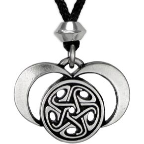 Pewter Moons of Hecate Lunar Goddess Pendant Necklace