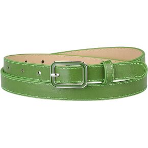 Allegra K Thin Waist Belts for Women Rectangle Pin Buckle Skinny Leather Belt for Pants Dress