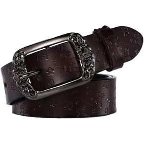 Worry-Free Shopping Women's Cowhide Leather Waist Belt Pin Buckle Butterfly Pattern for Jeans,Workwear