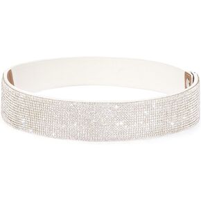 حزام من حجر الراين قابل للتمدد وحزام خصر مرن وواسع من الكريستال وأحزمة لامعة لفستان النساء in Kuwait