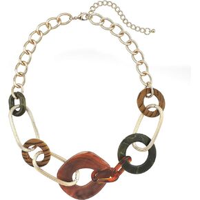 Firstmeet Fashion Chunky Link Chain Long Oval Necklace for Women