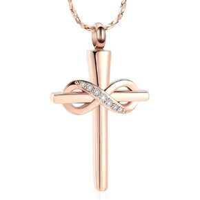 Imrsanl Infinity Love Cross Cremation Jewelry Ashes Religious Cross Urn Pendant Necklace for Women Men Pet Ashes Memorial Keepsake Jewelry
