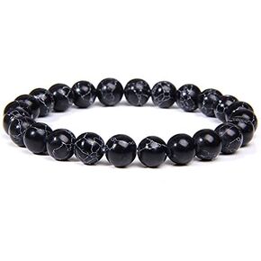 Gemstone Beaded Bracelets - Unisex Handmade Jewelry, Amethyst, Medium With GIFT BAG