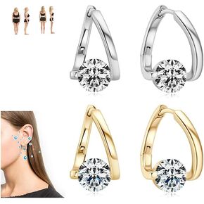 Lymphatic Drainage Earrings for Women Lymph Detox Earrings Sparkly Zircon Dangle Earrings Gold Hoop Earrings Teardrop Earrings for Girls
