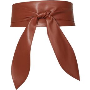 Floerns Women's PU Leather Belt Obi Belt Self Tie Bowknot Waistband for Dress