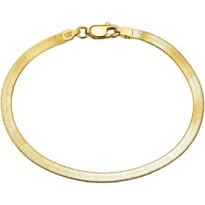 Bellitia Jewelry Platinum/Gold Plated 925 Sterling Silver Dainty Snake Bone Bracelet for Women, Tiny Sideways Cross Bracelets Layered Herringbone Chain Bracelet Handmade Jewelry Gift in Kuwait