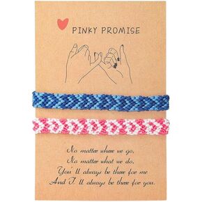 Pingyongchang Pink Heart Friendship Bracelets Couples Promise Best Friends Distance Touch Matching Bracelets for Women Girl Valentine Birthday Couple Family Y2k Braid Bracelet