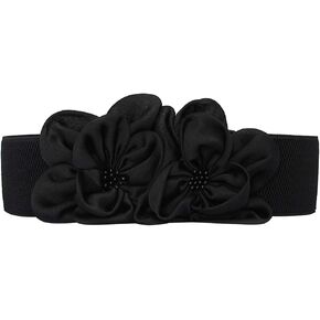 Women's Very Soft Waist Belt Rose Double-Flower Elastic Cinch Wide Stretch Corset for Belt Wedding Dress in Saudi Arabia