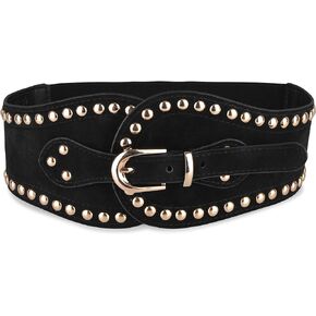 BlackButterfly Velvet Pirate Studs Decorated Vintage Buckle Stretchy Waspie Adjustable Waist Belt