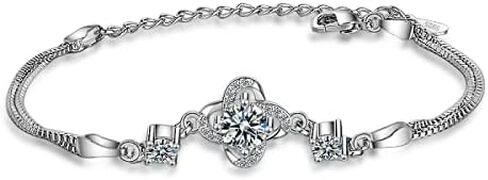 HOMTREE Sterling Silver Bracelets for Women, Four-leaf Clover Women's Bracelet Perfect Valentines Day Gifts for Wife/Girlfriend/Mom in Saudi Arabia