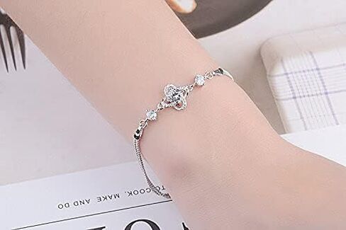 HOMTREE Sterling Silver Bracelets for Women, Four-leaf Clover Women's Bracelet Perfect Valentines Day Gifts for Wife/Girlfriend/Mom in Saudi Arabia