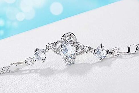 HOMTREE Sterling Silver Bracelets for Women, Four-leaf Clover Women's Bracelet Perfect Valentines Day Gifts for Wife/Girlfriend/Mom in Saudi Arabia