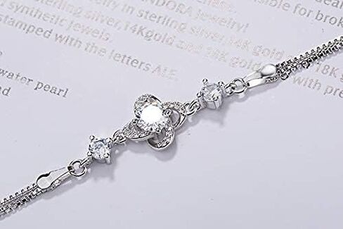 HOMTREE Sterling Silver Bracelets for Women, Four-leaf Clover Women's Bracelet Perfect Valentines Day Gifts for Wife/Girlfriend/Mom in Saudi Arabia