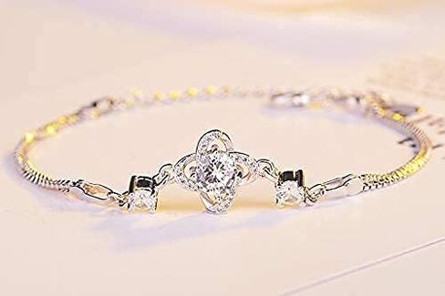 HOMTREE Sterling Silver Bracelets for Women, Four-leaf Clover Women's Bracelet Perfect Valentines Day Gifts for Wife/Girlfriend/Mom in Saudi Arabia