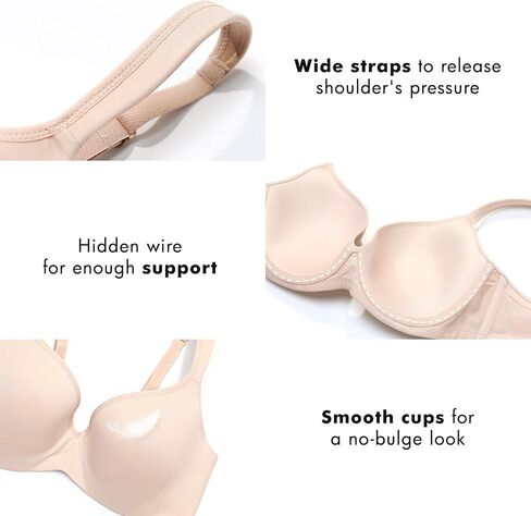 DELIMIRA Women's Full Coverage Balconette Tshirt Underwire Lightly Lined Bras in Saudi Arabia