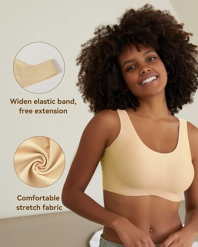 Niidor Women's Seamless Bra Invisible Wireless Bras Soft Comfy Daily Bra Wirefree T-Shirt Bra with Removable Pads in Kuwait