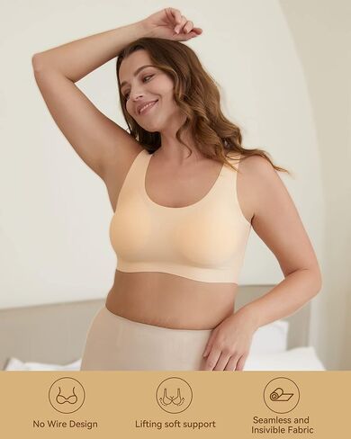 Niidor Women's Seamless Bra Invisible Wireless Bras Soft Comfy Daily Bra Wirefree T-Shirt Bra with Removable Pads in Kuwait