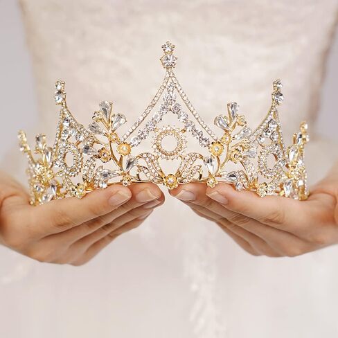 Wedding Tiara for Bride Tiara Queen Crown for Women Crystal Pearl Tiara Hair Accessories for Pageant Birthday Prom in Saudi Arabia
