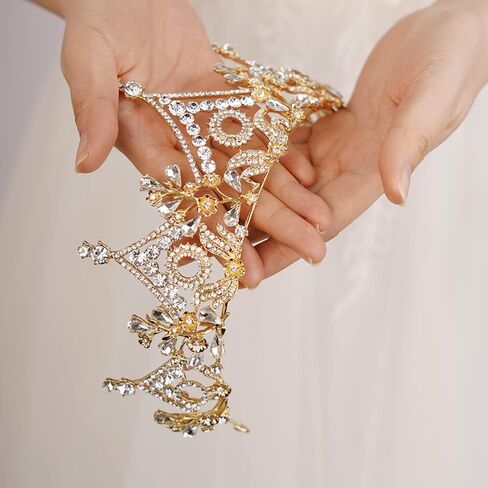 Wedding Tiara for Bride Tiara Queen Crown for Women Crystal Pearl Tiara Hair Accessories for Pageant Birthday Prom in Saudi Arabia