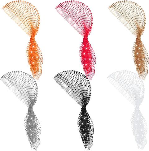 Ramede 6 Pcs Rhinestone Head Scarf Glitter Mesh Headband Stretchy Hair Accessories Sparkly Hair Scarf Turbans Night Club Rave Costume Accessories for Women Girls Party in Saudi Arabia