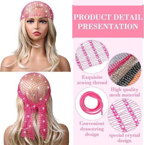 Ramede 6 Pcs Rhinestone Head Scarf Glitter Mesh Headband Stretchy Hair Accessories Sparkly Hair Scarf Turbans Night Club Rave Costume Accessories for Women Girls Party in Saudi Arabia