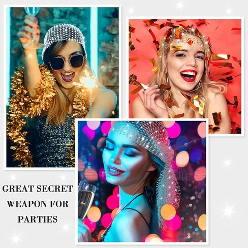 Ramede 6 Pcs Rhinestone Head Scarf Glitter Mesh Headband Stretchy Hair Accessories Sparkly Hair Scarf Turbans Night Club Rave Costume Accessories for Women Girls Party in Saudi Arabia