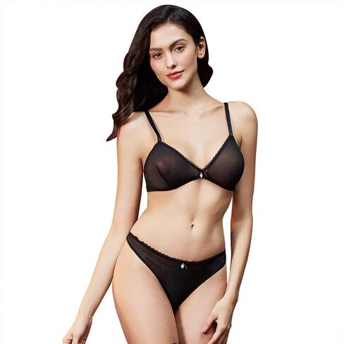 varsmiss Women Mesh Unlined Underwear Seamless Bra and Panty Set Breathable Wire-Free Lingerie Set in Saudi Arabia