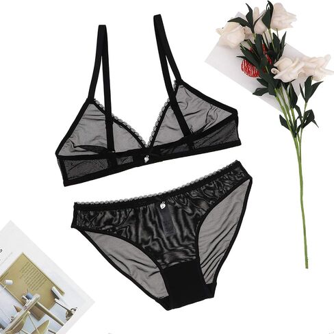 varsmiss Women Mesh Unlined Underwear Seamless Bra and Panty Set Breathable Wire-Free Lingerie Set in Saudi Arabia