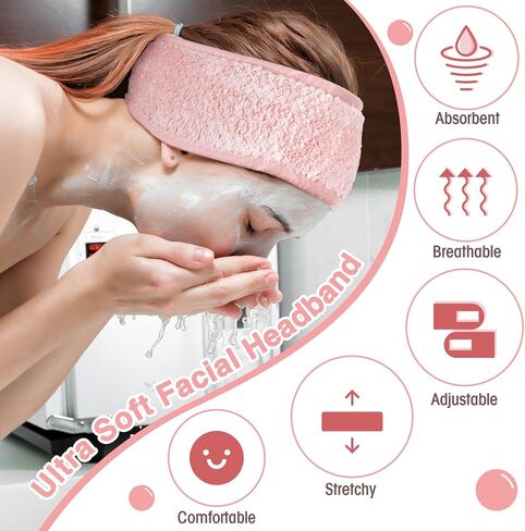 Giegxin 25 Pcs Spa Headbands Bulk Facial Makeup Hair Wrap Bath Shower Adjustable Double Layer Coral Fleece with Hook and Loop (Multicolor) in Saudi Arabia