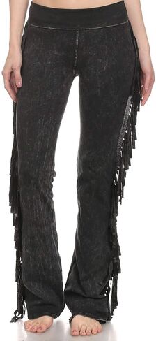T PARTY Women's Fringe Leg Mineral Wash Yoga Pants in Saudi Arabia