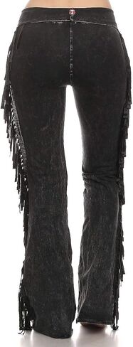 T PARTY Women's Fringe Leg Mineral Wash Yoga Pants in Saudi Arabia