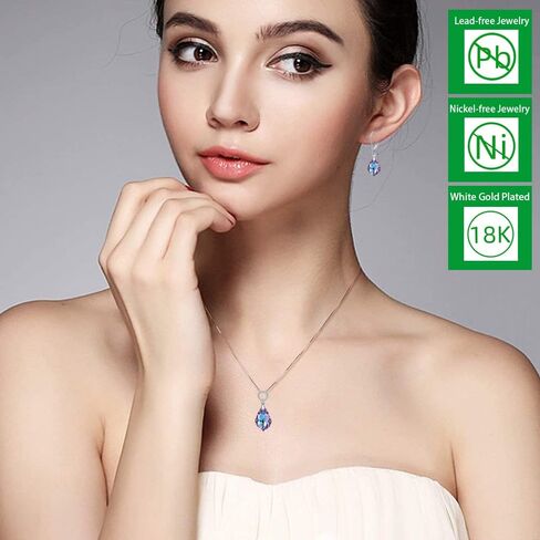 مجموعة مجوهرات كريستال نسائية باللون الأرجواني، مجموعة كريستال على شكل دمعة باروكية على شكل قلب، مجموعة قلادة وأقراط، بلورات فيتريل الخفيفة من النمسا، أقراط متدلية للنساء هدية مجوهرات مضادة للحساسية in Kuwait