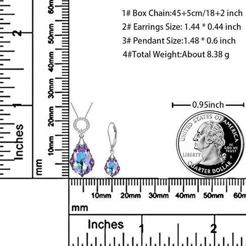 مجموعة مجوهرات كريستال نسائية باللون الأرجواني، مجموعة كريستال على شكل دمعة باروكية على شكل قلب، مجموعة قلادة وأقراط، بلورات فيتريل الخفيفة من النمسا، أقراط متدلية للنساء هدية مجوهرات مضادة للحساسية in Kuwait
