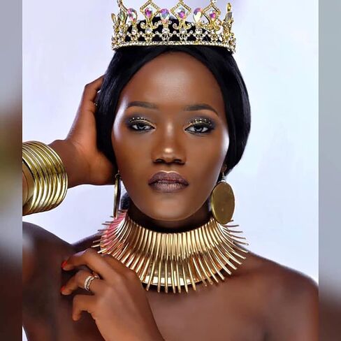 Wosois المختنق قلادة الأقراط مجموعة الذهب زهرة الأفريقية مريلة القبلية مكتنزة المختنقون قابل للتعديل بيان طوق القلائد سبيكة شوكة الأزياء والمجوهرات اكسسوارات للنساء in Kuwait