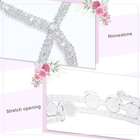 مجموعة مجوهرات زفاف من حجر الراين الكريستالي من كوكسيفا، قلادة وشراشيب بطبقات فضية مكونة من قلادة واقراط لحفلات الزفاف (4 قطع)، معدن، كريستال in Kuwait