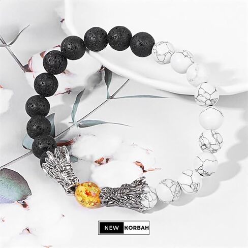 New Korbah Genuine Zen Fusion: Volcanic Rock White Turquoise Citrine Topaz Dragon Bracelet - Perfect for Yoga and Special Occasion Gifting, and Christmas Celebration in Saudi Arabia